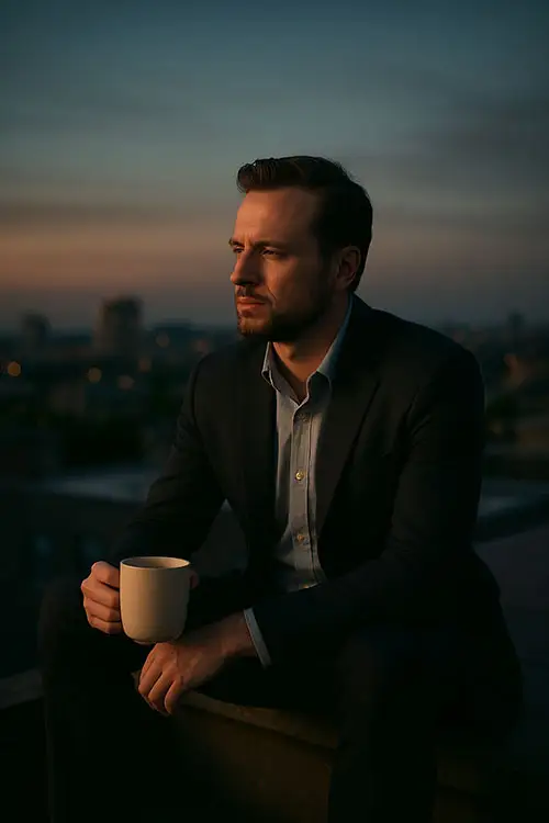 A man embracing solitude as a form of mindful self-care