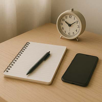 peaceful setup for digital detox and mindful reflection