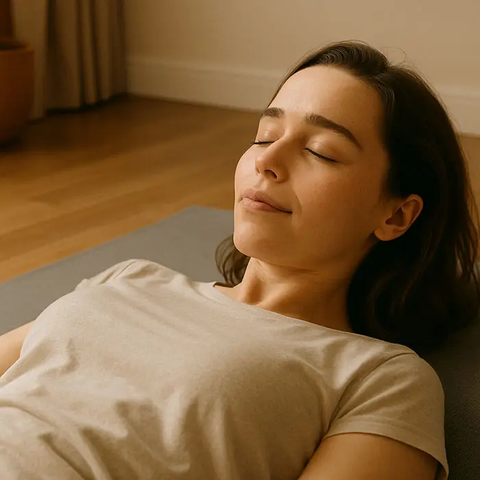 why we must use individual practicing relaxation on a yoga mat