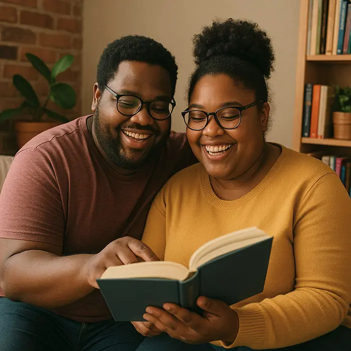 couple enjoying me-time with a book