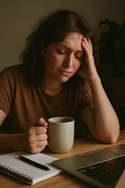 Person feeling drained from lack of sleep, keyword: sleep deprivation
