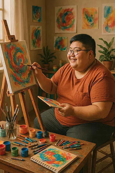 Person expressing creativity through painting, keyword: HSP creativity