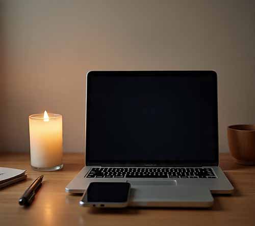 quiet moment of digital rest with phone and work tools off