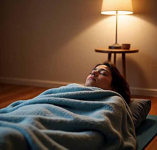 resting body in safe space for physical recovery