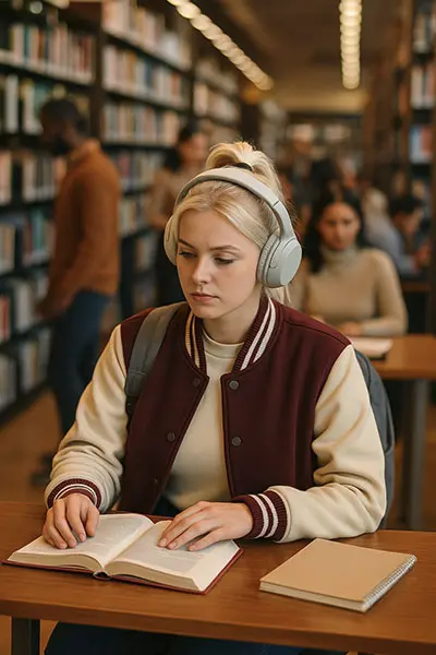 Person using headphones to manage sensory overload, keyword: HSP coping