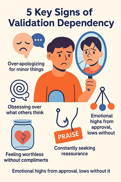 5 Key Signs of Validation Dependency with Icons and Brief Descriptions