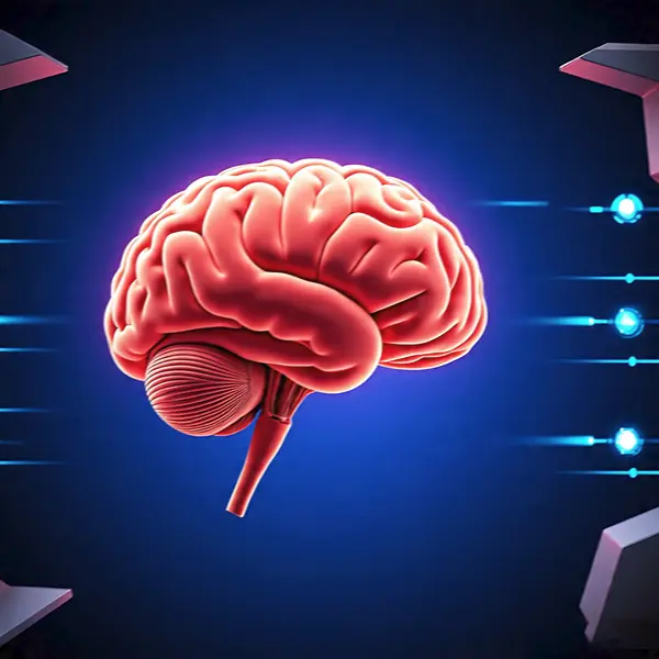 A brain scan highlighting the amygdala, glowing red against a blue background