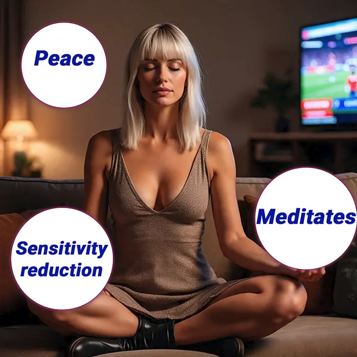 A person meditates, finding peace in their sensitive nervous system.