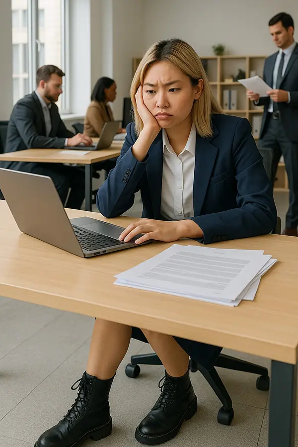 A worker who's stressed out by too many pings and is constantly distracted by messages that have nothing to do with their job.