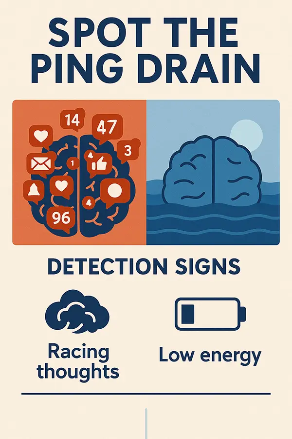 Brain overwhelmed by notifications vs calm state detect hidden stress from digital pings