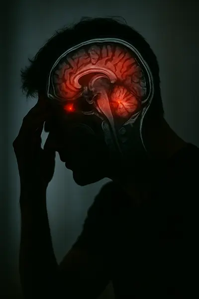 Brain science burnout overload: scan showing neural wear, key findings on self-improvement fatigue.