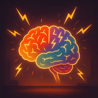 Brain showing stress signals due to nervous system overload