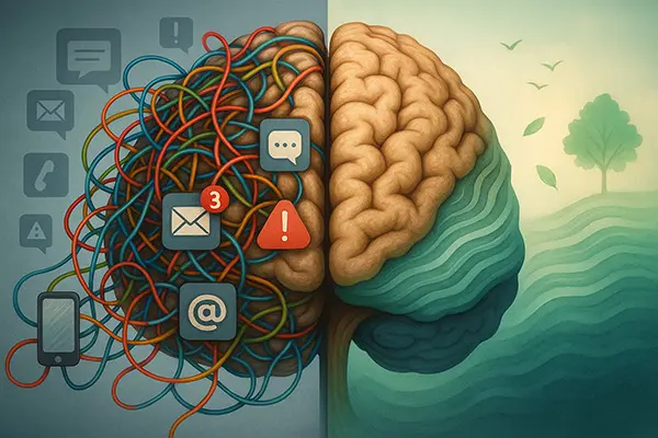 Brain tangled in digital noise vs. calm rewiring why constant stimulation makes silence uncomfortable and how to fix it