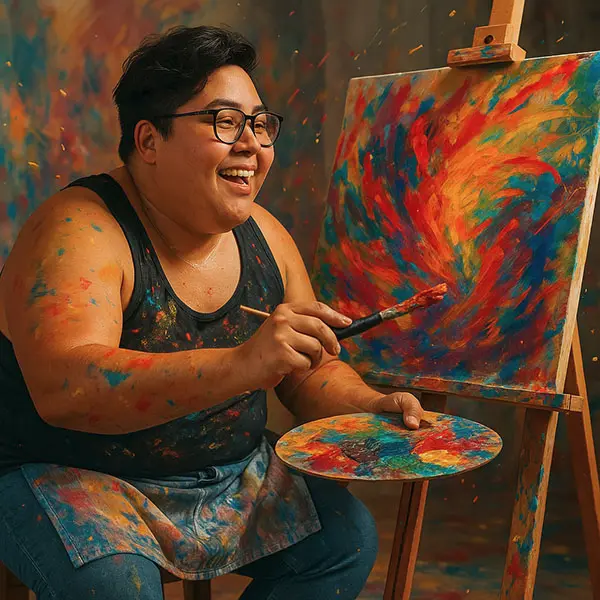 Can sensitivity fuel creativity? A person paints with passion, embracing their emotional depth