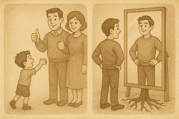 Childhood origins of validation craving: nostalgic view linking early experiences to adult confidence building.