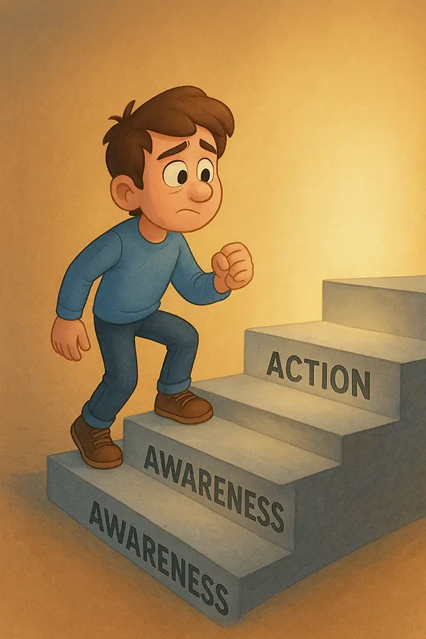 "Climbing out of fatigue: Stages of recovery from emotional drain, one step at a time"