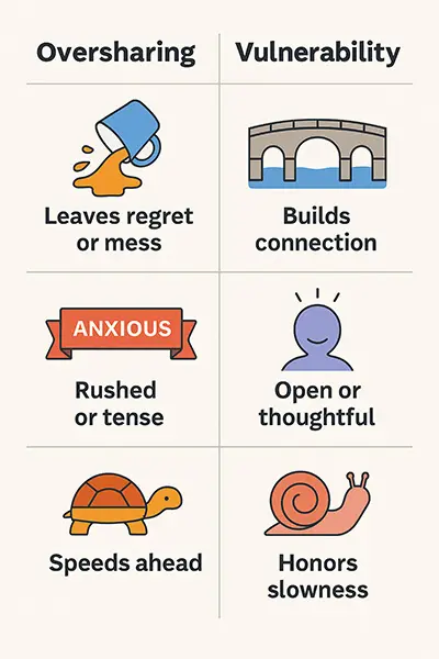 Compare oversharing to transparency and more key differences to spot your patterns