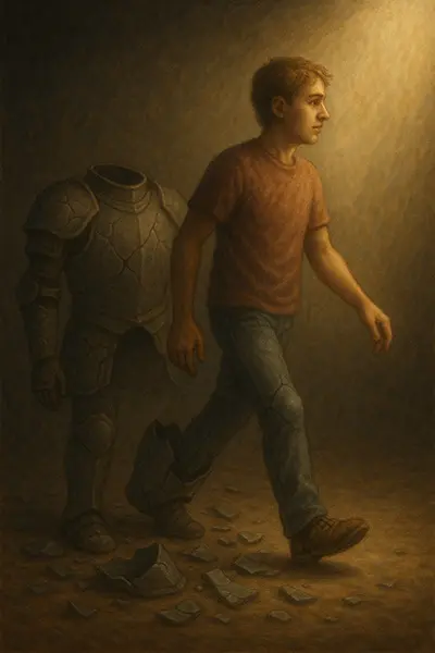 Cracked armor of trauma-bound past self, role in grief can you let go without judgment?