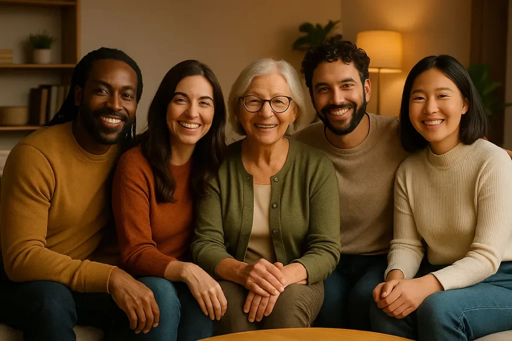 Diverse group supporting mental wellness at Path Serenity