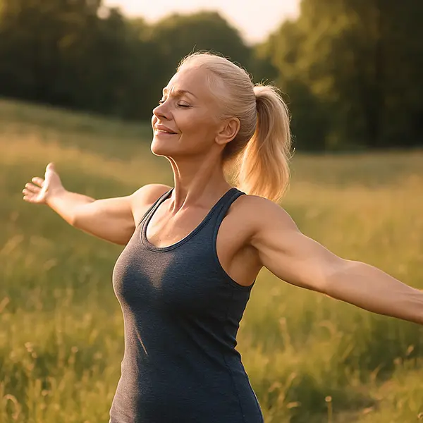 Embracing presence in a calm moment, keyword: finding peace