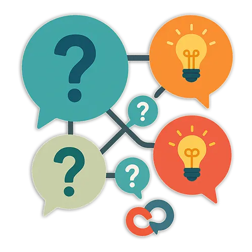FAQ bubbles bursting with answers icons for your growth questions