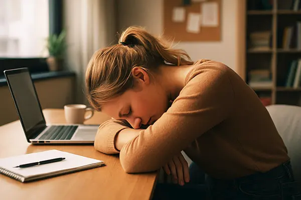 Feeling burned out? A person exhausted at work.