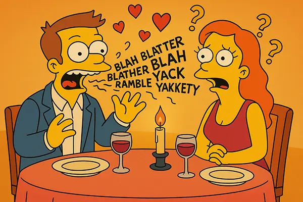 First-date overshare gone wild when anxiety turns dinner into a therapy session