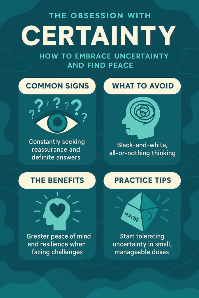 Infograph The Obsession with Certainty - How to Embrace Uncertainty and Find Peace