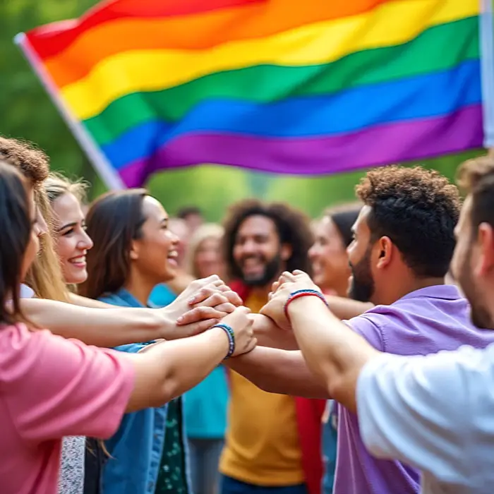 LGBTQ+ community connecting at a supportive event, overcoming emotional distance