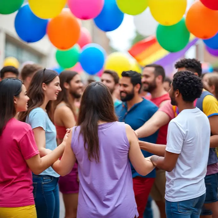 LGBTQ+ community connecting at a supportive event