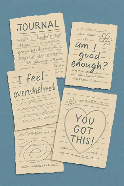 Messy journal pages release without judgment in your practice