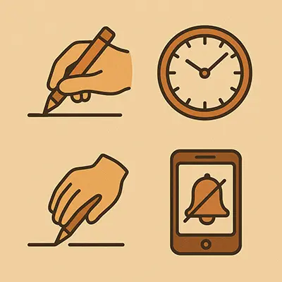 Micro-boundaries in action icons showing simple ways to protect energy from burnout.