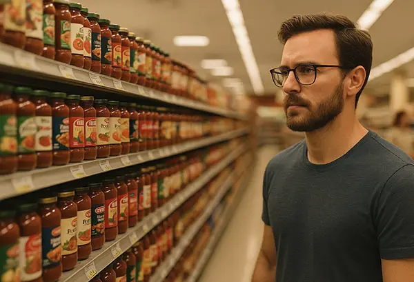 Overwhelmed by too many choices, keyword: decision paralysis