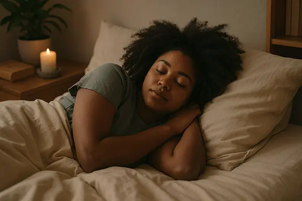 Person enjoying restful sleep, keyword: digital wellness
