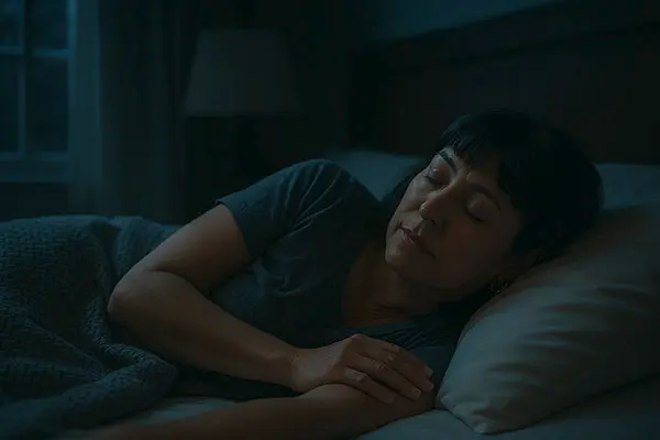 Person enjoying restful sleep, keyword: restful sleep