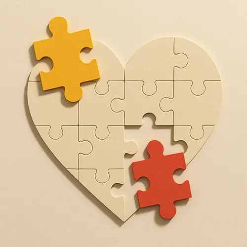 Puzzle heart with oversized pieces common myths about feeling too intense or emotional