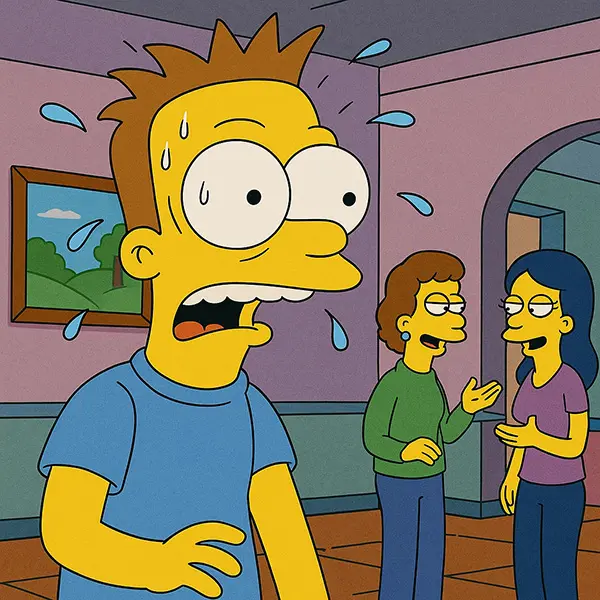 Simpsons cartoon of hyperaware person chronic tension from fearing you're too much