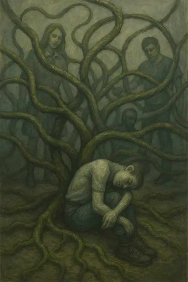 Tangled relationships strained by people-pleasing habits, visual story of emotional ruin
