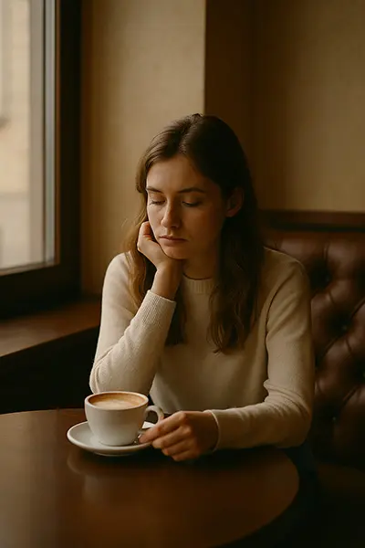 Thoughtful woman reflecting on feeling too much signs you're hiding your true self from anxiety.