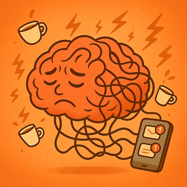 Tired brain tangled in notification wires why ignored alerts still drain your energy