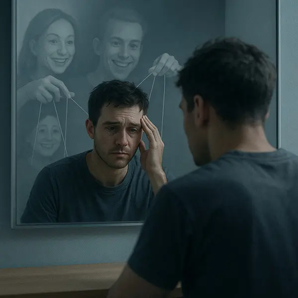Tired person reflecting on people-pleasing trap, showing emotional exhaustion in daily life.