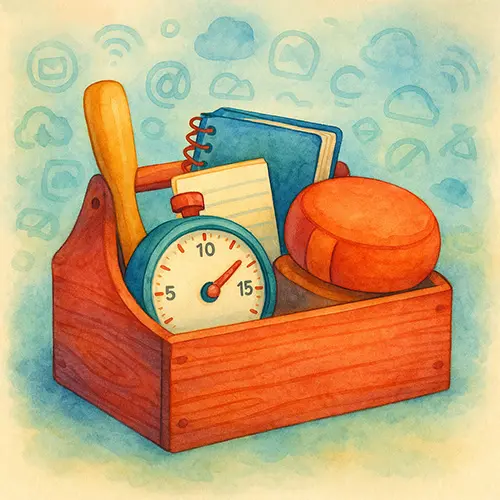 Tools for digital overstimulation relief, including breaks and breathwork to reclaim mental clarity.