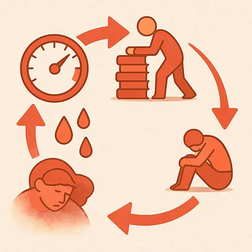 Visual cycle of self-improvement anxiety: from pressure buildup to total exhaustion