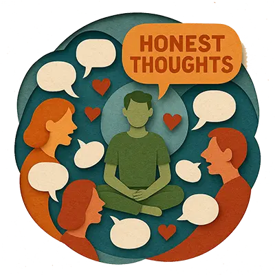  Vulnerable honesty practice: creative cut-out art representing building trust and inner confidence through open sharing