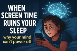 a girl lie in bed at night when struggling with insomnia and unable to sleep