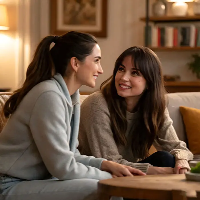 Building emotional intimacy in a cozy living room setting