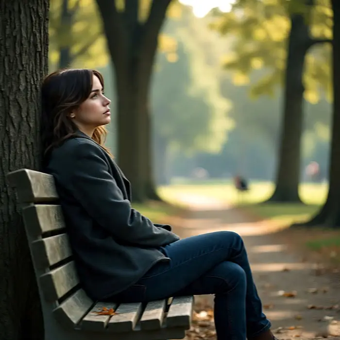 easy reflecting on emotional distance in a serene park setting