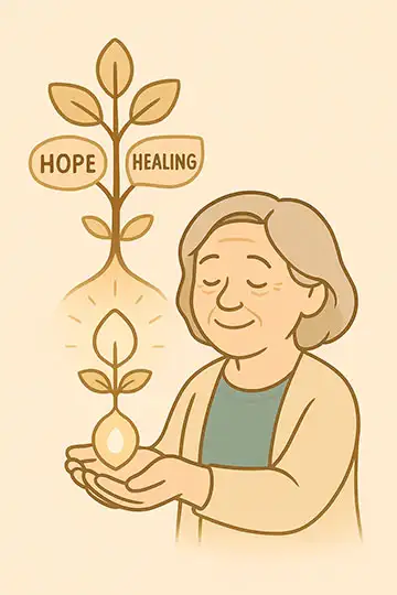 glowing seed growing into a tree, symbolizing the motivation behind the mental wellness site