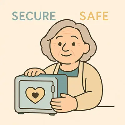 we guarding a safe with a heart, representing secure data protection for mental health site