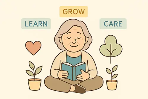 pathserenity.com site with book and plant, representing educational and experiential mental health content